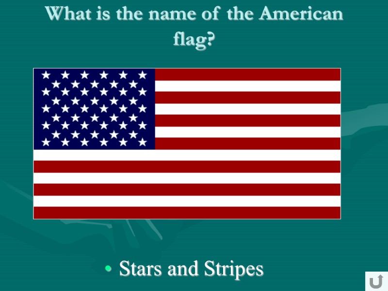 What is the name of the American flag?  Stars and Stripes